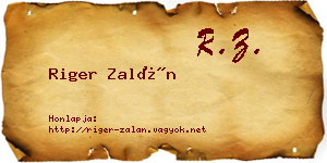 Riger Zalán névjegykártya